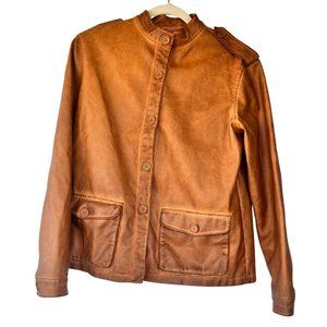 Max Studio Cognac Vegan Leather Jacket